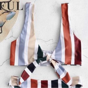 NWT Zaful Colorblock Striped Knot Bikini Top